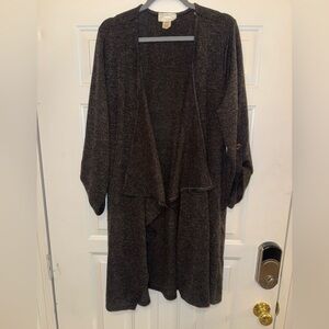 Janette Plus Dark Brown Open Front Cardigan